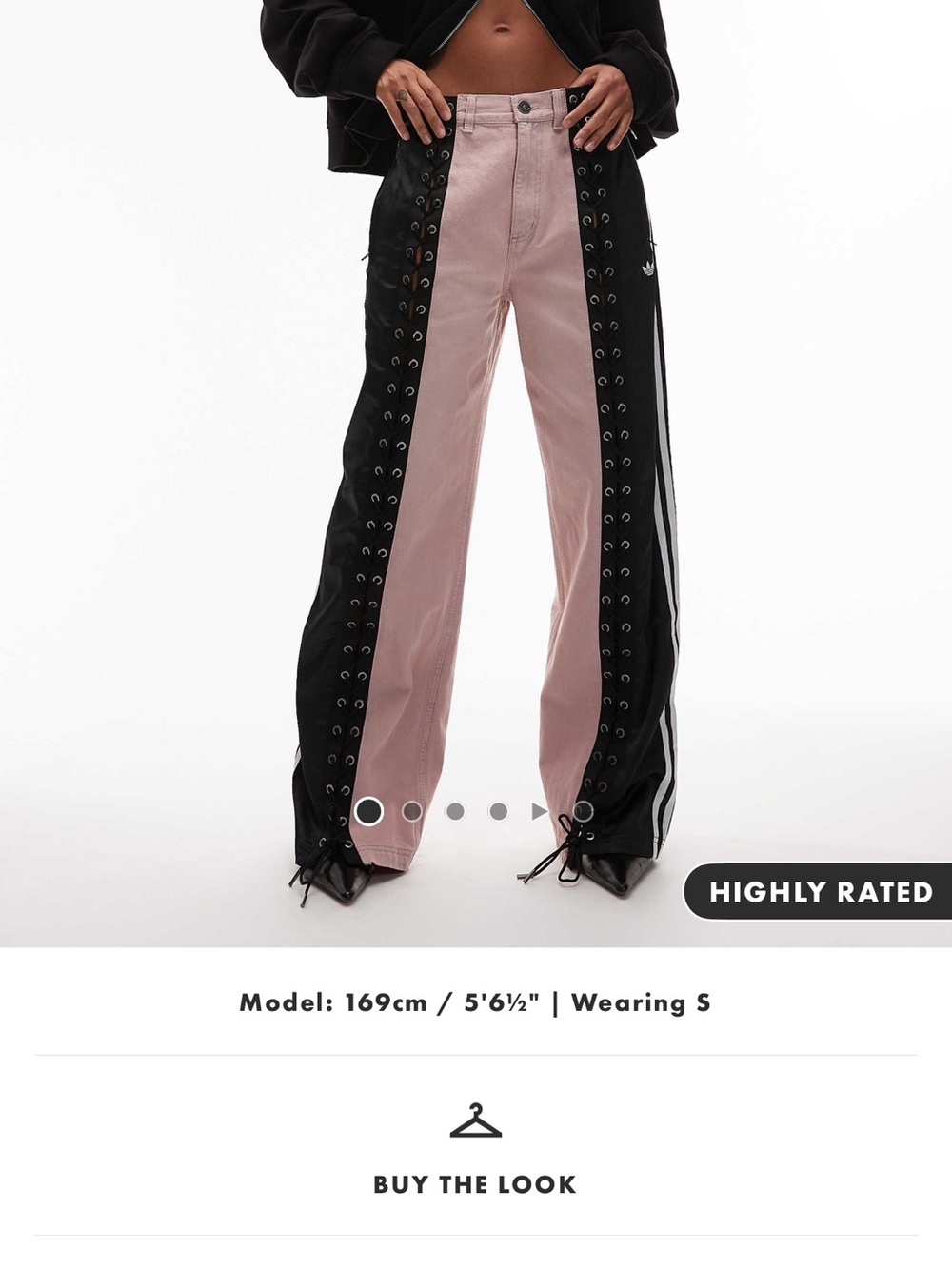 adidas Two-Tone Pink and Black Lace-Up Wide Leg Pants